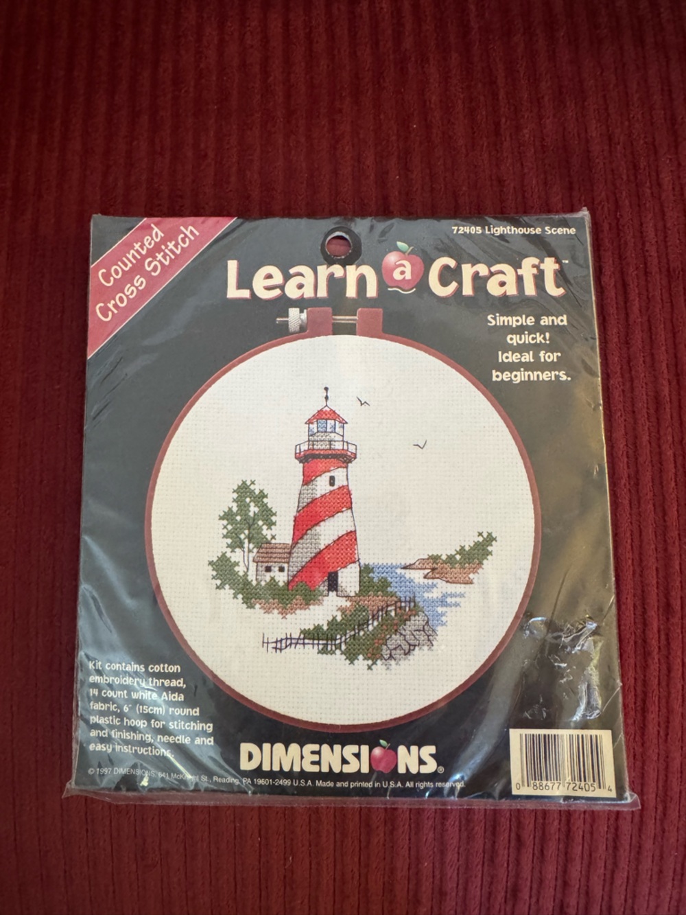 Dimensions Learn-a-Craft Lighthouse Counted Cross Stitch Kit - Red
